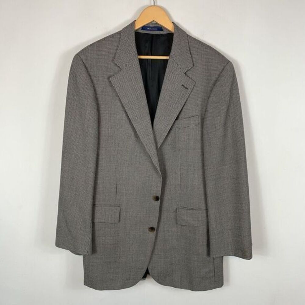 Ralph Lauren Chaps Black White Red Mini Houndstooth Sport Coat Blazer Jacket 42T